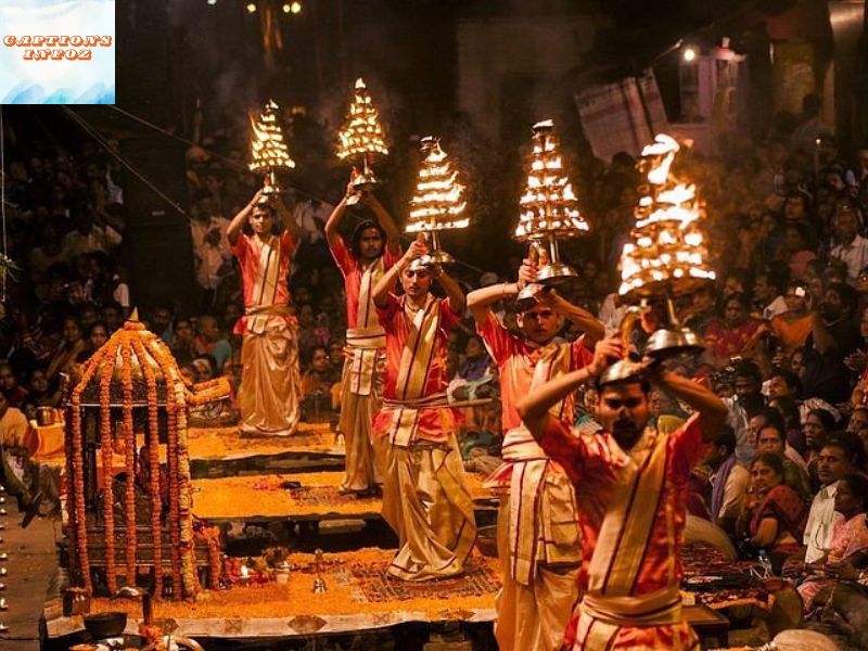 Ganga Aarti and Temple Captions in Banaras